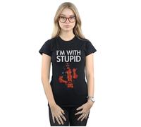 Marvel Women's Deadpool I´m With Stupid Cotton T-Shirt in Black | Size: 2XL Marvel Black 2XL