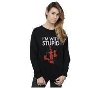 Marvel Women's Deadpool I´m With Stupid Sweatshirt in Black | Size: 2XL Marvel Black 2XL