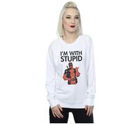 Marvel Women's Deadpool I´m With Stupid Sweatshirt in White | Size: 2XL Marvel White 2XL