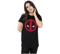 Marvel Women's Deadpool Large Clean Logo Cotton Boyfriend T-Shirt in Black | Size: Medium Marvel Black M