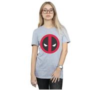 Marvel Women's Deadpool Large Clean Logo Cotton Boyfriend T-Shirt in Grey | Size: Medium Marvel Grey M