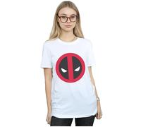 Marvel Women's Deadpool Large Clean Logo Cotton Boyfriend T-Shirt in White | Size: 2XL Marvel White 2XL