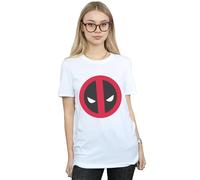 Marvel Women's Deadpool Large Clean Logo Cotton Boyfriend T-Shirt in White | Size: Medium Marvel White M