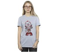 Marvel Women's Deadpool Love Beam Line Cotton Boyfriend T-Shirt in Grey | Size: 2XL Marvel Grey 2XL