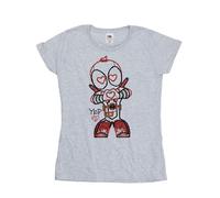 Marvel Women's Deadpool Love Beam Line Cotton T-Shirt in Grey | Size: XL Marvel Grey XL