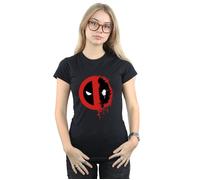 Marvel Women's Deadpool Split Splat Logo Cotton T-Shirt in Black | Size: Large Marvel Black L