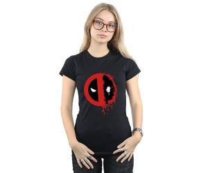 Marvel Women's Deadpool Split Splat Logo Cotton T-Shirt in Black | Size: XL Marvel Black XL