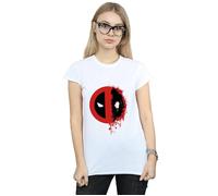 Marvel Women's Deadpool Split Splat Logo Cotton T-Shirt in White | Size: Large Marvel White L