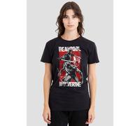 Marvel Women's Deadpool Wolverine Fight T-Shirt, Black | Size: 2XL Marvel Black 2XL