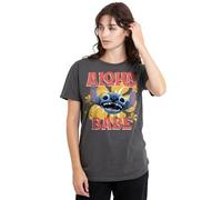 Marvel Women's Disney Lilo and Stitch Movie Aloha Babe Ladies T Shirt, Charcoal, XL