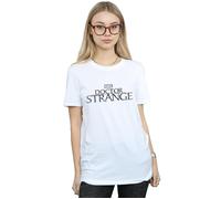 Marvel Women's Doctor Strange Logo Cotton Boyfriend T-Shirt in White | Size: Medium Marvel White M