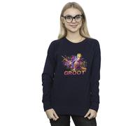 Marvel Women's Guardians Of The Galaxy Abstract Groot Sweatshirt in Navy | Size: Medium Marvel Navy M