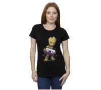 Marvel Women's Guardians Of The Galaxy Groot Cosmic Tape Cotton T-Shirt in Black | Size: 2XL Marvel Black 2XL