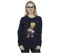 Marvel Women's Guardians Of The Galaxy Groot Cosmic Tape Sweatshirt in Navy | Size: Small Marvel Navy S