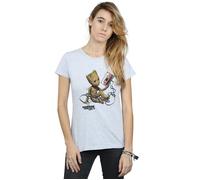 Marvel Women's Guardians Of The Galaxy Groot Tape Cotton T-Shirt in Grey | Size: Medium Marvel Grey M
