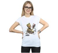 Marvel Women's Guardians Of The Galaxy Groot Tape Cotton T-Shirt in White | Size: XL Marvel White XL