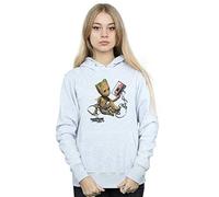 Marvel Women's Guardians Of The Galaxy Groot Tape Hoodie Sport Grey Small