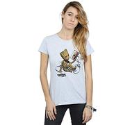 Marvel Women's Guardians of The Galaxy Groot Tape T-Shirt Sport Grey X-Large
