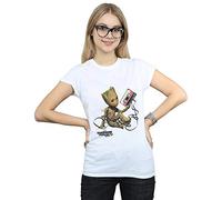 Marvel Women's Guardians of The Galaxy Groot Tape T-Shirt White Large