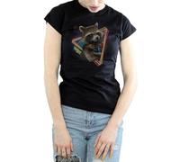 Marvel Women's Guardians of The Galaxy Neon Rocket T-Shirt Large Black