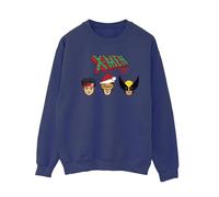 Marvel Women's Head Christmas Sweatshirt in Navy | Size: Medium Marvel Navy M
