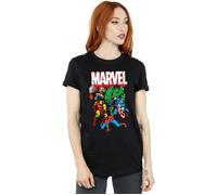 Marvel Women's Hero Group Cotton Boyfriend T-Shirt in Black | Size: 3XL Marvel Black 3XL