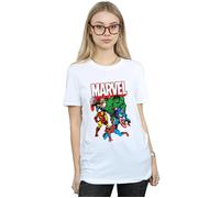 Marvel Women's Hero Group Cotton Boyfriend T-Shirt in White | Size: 2XL Marvel White 2XL