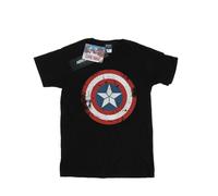 Marvel Womens/Ladies Captain America Civil War Distressed Shield Cotton Boyfriend T-Shirt - Black - Black - M