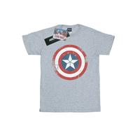 Marvel Womens/Ladies Captain America Civil War Distressed Shield Cotton Boyfriend T-Shirt - Sports Grey - Sports Grey - M