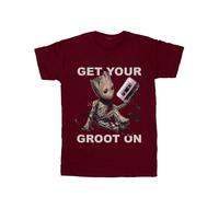 Marvel Womens/Ladies Guardians Of The Galaxy Get Your Groot On Cotton Boyfriend T-Shirt (Burgundy) - Size Large