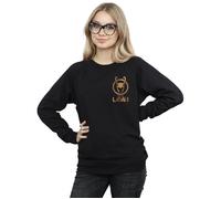 Marvel Women's Loki Horn Logo Faux Pocket Sweatshirt in Black | Size: XL Marvel Black XL