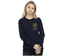 Marvel Women's Loki Horn Logo Faux Pocket Sweatshirt in Navy | Size: XL Marvel Navy XL