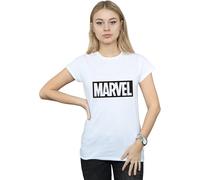 Marvel Women's Outline Cotton Logo T-Shirt in White | Size: Small Marvel White S