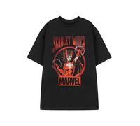 Marvel Scarlet Witch Black Graphic Tee | Women's Short Sleeve Crew Neck T-Shirt | Classic Comics Inspired Apparel Character Design | Casual Wear Top for Fans & Collectors