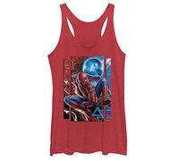 Marvel Women's Spider Mysterio Slash Racerback Tank Top Shirt, Red Heather, Small