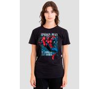 Marvel Women's Spiderman Is Coming To Town T-Shirt, Black | Size: Small Marvel Black S