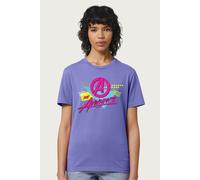 Marvel Women's The Avengers Retro Distressed 80s Style Relaxed Fit T-Shirt in Violet | Size: Medium Marvel Violet M