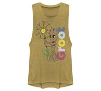 Marvel Women's Universe Groot Oversize Festival Muscle, Gold Heather, Small
