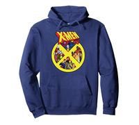 Marvel X-Men ’97 Animated Series X Logo with Team Pullover Hoodie, Adult Unisex, Navy Blue, Small