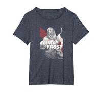 Marvel X-Men Emma Frost Moto-Stripe Fadeout T-Shirt, Women's Plus, Heather Blue, 6X