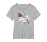 Marvel X-Men Emma Frost Moto-Stripe Fadeout T-Shirt, Women's Plus, Heather Grey, 6X