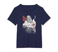 Marvel X-Men Emma Frost Moto-Stripe Fadeout T-Shirt, Women's Plus, Navy Blue, 3X