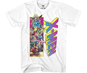 Marvel X-Men Men's Team Wolverine Gambit Rogue Cyclopes 90's Adult T-Shirt, White, S