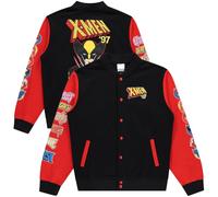 Marvel X-Men Snap Varsity Jacket for Men - Adults Letterman Jacket with Embroidered Patches - Cool Varsity Jackets, Black, M
