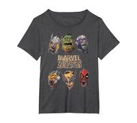 Marvel Zombies Group Shot Zombie Heads T-Shirt, Women's Plus, Dark Heather Grey, 1X
