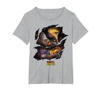 Marvel Zombies Group Shot Zombies Ripping Through T-Shirt, Women's Plus, Heather Grey, 2X