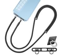 Marveleese Mobile Phone Chain Universal, Mobile Phone Lanyard, Suitable for all smartphones with 1-piece Universal Patch, Mobile Phone Band combinable with any case, Adjustable and Removable (Black)