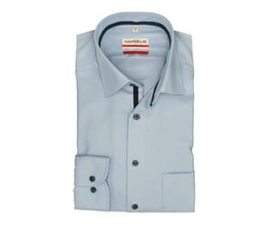 Marvelis Comfort Fit Shirt Long Sleeve New Kent Collar Fine Twill Light Blue, Bleu 11., 44