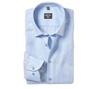 Marvelis Men's Long-Sleeved Body-Fit Shirt, Plain, 18 New York Kent, Bleu 11., 16