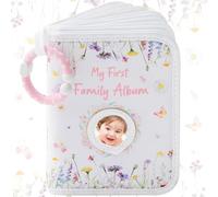 Marvelisk Baby Photo Album Soft Book with Hook & Baby-Safe Mirror, My First Photo Book Holds 17 6x4 Photos, Soft Cloth Memory Book for Newborns, Family Picture Album for Babies